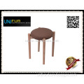 Upholstererd round stool with wood feet for laboratory and restaurant